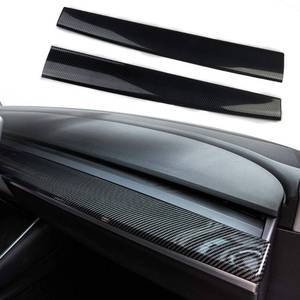 lot 1818 image: Justautotrim 2PcsSet Carbon Fiber look Central Control Dashboard Panel Trim For Tesla Model 3 Model Y 2017-2023