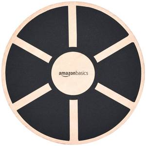 lot 1830 image: Amazon Basics Wood Wobble Balance Board - 16.2 x 16.2 x 3.6 Inches, Black