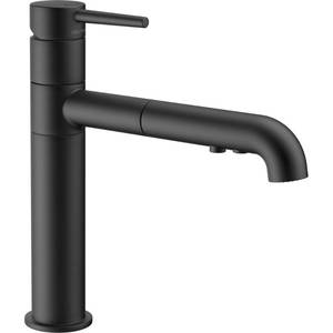 lot 1832 image: Delta Faucet Trinsic Single-Handle Kitchen Sink Faucet with Pull Out Sprayer and Diamond Seal Technology, Matte Black 4159-BL-DST, 12.64 x 2.50 x 9.25 inches