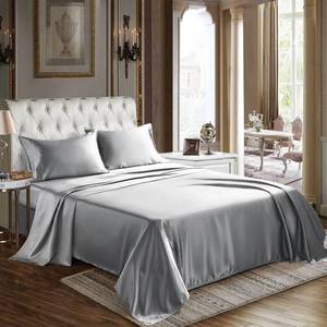 lot 1834 image: CozyLux Satin Sheets Twin Size - 3 Piece Light Grey Bed Sheet Set with Silky Microfiber, 1 Deep Pocket Fitted Sheet, 1 Flat Sheet, and 1 Pillowcase - Smooth and Soft