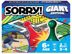 lot 1836 image: Giant SORRY Classic Family Board Game Indoor Outdoor Retro Party Activity Summer Toy with Oversized Gameboard, for Adults and Kids Ages 6 and up