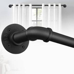 lot 1844 image: TEAKMAMA 1 Inch Black Curtain Rods for Windows 66 to 120 Inches(4-7ft), Blackout Wrap Around Curtain Rod, Indoor and Outdoor Curtain Rods, Heavy Duty Curtain Rods, Industrial Curtain Rod, 32-120