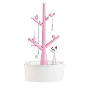 lot 2354 image: Fantasee Jewelry Holder Organizer Cat & Tree Jewelry Earring Bracelet Hair Tie Holder Organizer Premium ABS Material Eco-Friendly for Little Young Girl (Pink)