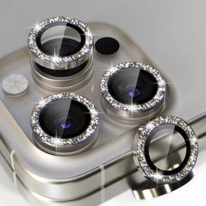 lot 2359 image: Choiche Compatible for iPhone 15 ProiPhone 15 Pro Max Camera Lens Protector Bling, 9H Tempered Glass Camera Cover Screen Protector Metal Ring Decoration Accessories (Glitter-Titanium Natural)