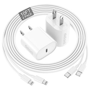 lot 2363 image: Phone Charger Fast Charging 10 FT, Long USB C to Lighting Cable 10 Foot with 20W USB C Rapid Phone Charger Block, Compatible with iPhone 14 Pro13Pro Max1211ProMini, 2 Pack - White