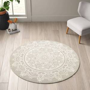 lot 2365 image: Carvapet 2 Small Round Area Rug Chic Boho Mandala Print Circle Rugs Non Slip Machine Washable Floor Mat Soft Throw Rug for Powder Room Entryway Bathroom Nursery Bedside Floor Decor Grey Ivory