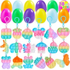 lot 2368 image: JOYIN 1818 Pcs Prefilled Easter Egg with Pop Fidget Keychain for Kids Toddlers, Bubble Animal Fidget Sensory Stress Relief Toy for Easter Basket Stuffers, Easter Egg Hunt, Easter Party Favors