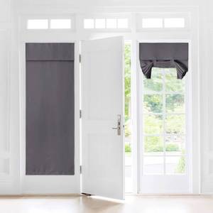 lot 2387 image: NICETOWN Blackout Door Curtain - Privacy Thermal Insulated Tricia Door Window Curtains for Patio French Door Front Door Sidelight Curtain Tie up Shade, W30 x L72 inch, 1 Panel, Grey