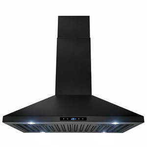 lot 3042 image: AKDY 30 Island Mount Black Painted Stainless Steel Touch Panel Kitchen Range Hood Cooking Fan