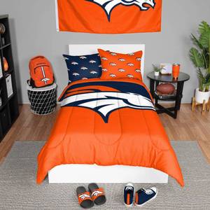 lot 3046 image: FOCO Denver Broncos NFL Team Color Bed In a Bag Comforter Bedding 3 Piece Twin Set