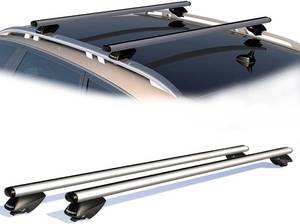 lot 3056 image: COWVIE 53 Roof Rack Cross Bars Adjustable Aluminum Cargo Bars Fits Most Existing Raised Side Rails with Gap - White
