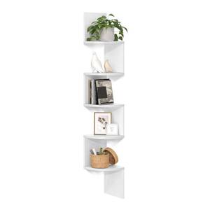 lot 3065 image: VASAGLE Corner Shelf Wall Mount, 5-Tier Floating Corner Bookshelf, Plant Shelf for Bedroom, Living Room, Bathroom, Home Office, Simply White ULBC72WT