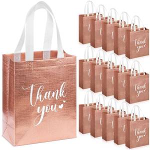 lot 3081 image: Sweetude 30 Pcs Thank You Gift Bags with Handles Bulk Reusable Goodie Bag Non Woven Foldable Bag for School Graduation Wedding Bridesmaid Gifts(Rose Gold, 10 x 8 x 4 Inch)