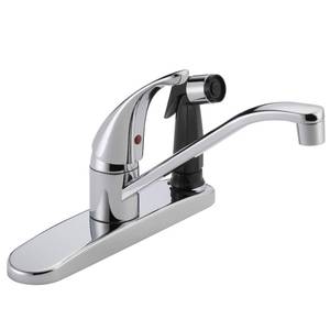 lot 3082 image: Peerless Single-Handle Kitchen Sink Faucet with Integrated Side Sprayer, Chrome P114LF