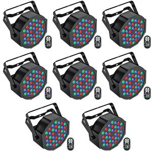 lot 5497 image: UKing LED Par Lights DJ Stage Light Corded RGB 36 LED with Sound Activated Remote Control DJ Uplighting for Wedding Party Club Christmas Stage Lighting (8 Packs) - Retail $168.89