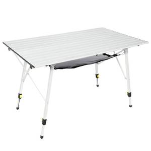 lot 5501 image: PORTAL Camping Table Portable Foldable with Adjustable Legs, Aluminum Folding Table Roll Up Table with Carrying Bag for Outdoor, Beach, Picnic, Backyards, BBQ and Party, Silver, Big - Retail $94.1