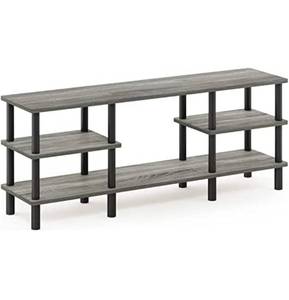 lot 5534 image: Furinno Turn-N-Tube 3-Tier Multipurpose Wide Shelf TV Stand, French Oak GreyBlack