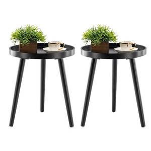 lot 5539 image: Apicizon Round Side Table Set of 2, White Tray Nightstand Coffee End Table for Living Room, Bedroom, Small Spaces, Easy Assembly Bedside Table, 15 x 18 Inches, Natural (color differs from stock image)