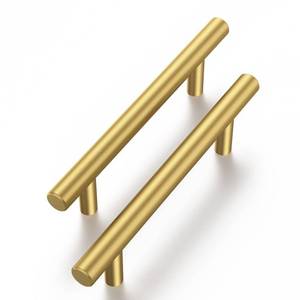 lot 5541 image: Haliwu 10 PackGold Cabinet Pulls, Brushed Brass Cabinet Pulls Cabinet Handles Gold Dresser Drawer Pulls Stainless Steel Kitchen Hardware Gold Pull 3-12 Inch Hole Center