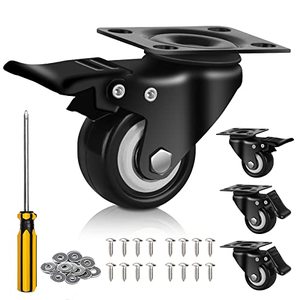 lot 5542 image: QNCZ 2 Caster Wheels, Casters Set of 4 Heavy Duty but Silent, Excellent Locking Casters with Polyurethane (PU) Wheels, Swivel Plate Castor Wheels for Cart, Furniture, Workbench