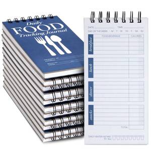 lot 5543 image: Juvale 12-Pack Food Journal for Weight Loss Bulk, 4x8 inches Daily Food Log Tracker Diary with Breakfast, Lunch, Dinner, Water, Calorie, and Snack Sections for Men, Women