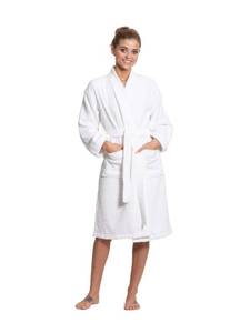 lot 5549 image: Turkuoise Womens 100% Cotton Turkish Terry Cloth Kimono Bathrobes, White, One Size