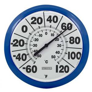 lot 5550 image: Springfield Indoor Outdoor Big and Bold Dial Thermometer, Wireless Thermometer with Easy to Read Numbers for Patio, Pool, and Indoor Areas, 8-inch, Blue
