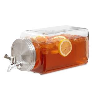 lot 5551 image: Ilyapa Glass Beverage Dispenser - 100% Leakproof Spigot Drink Dispenser, Perfect for Use Within Fridges - 0.75 Gallon, 3 Liter Jug Dispensers for Parties - Mason Jar Dispenser