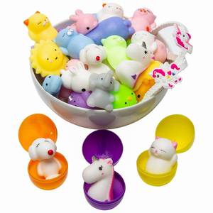 lot 6052 image: Mochi Squishy Toys - 3 Surprise Eggs Claw Machine Prizes Toys Refill, 16pcs Animal Squishies Mini Kawaii Cat Stress Relief Unicorn Party Favors for Kids Classroom prize, Easter Basket Stuffers Fillers