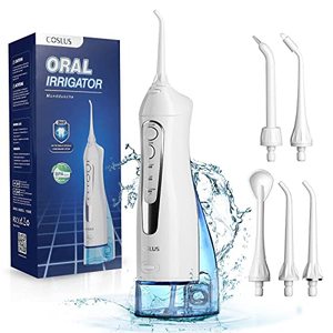 lot 6061 image: COSLUS Water Dental Flosser Teeth Pick Portable Cordless Oral Irrigator 300ML Rechargeable Travel Irrigation IPX7 Waterproof Electric Waterflosser Flossing Machine for Teeth Cleaning F5020E White (Functionality Not Tested)