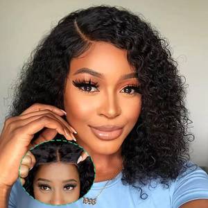 lot 6068 image: Wavymy Glueless Bob Wig Human Hair 6X4 Wear and Go Glueless Wigs Pre Plucked Pre Cut Water Wave HD Lace Front Wig Wet and Wavy Lace Closure Wigs Human Hair for Beginners 180% Density (12 inch)
