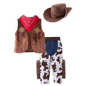 lot 6077 image: Bilo Kid Boys Halloween Cowboy Costume 4pcs Set Cosplay Event Dress Up Parties Stage Performance Outfits