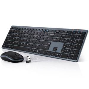 lot 6083 image: Wireless Keyboard and Mouse, Ultra Slim Silent Keyboard with Responsive & Low Profile Keys, Tilt Angle, Sleep Mode, 2.4GHz USB Cordless Mouse Combo for Computer, PC, Chromebook - Trueque (Deep Blue)