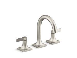 lot 7577 image: KOHLER 28125-4K-BN Venza Widespread Bathroom Sink Faucet, Three-Hole Two Handle Bathroom Faucet, 1.0 GPM, Vibrant Brushed Nickel - Retail $361.02