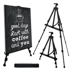 lot 7578 image: Artify Easel for Painting, Double-Tier Easel Stand, Adiustable Height from 22-66 Inches, Tripod for Painting and Display with Carrying Bag, 66 Inches, Black