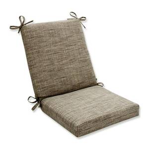lot 7593 image: Pillow Perfect Remi Solid IndoorOutdoor One Piece Chair Cushion Deep Seat, Weather and Fade Resistant, Square Corner - 36.5 x 18, Grey