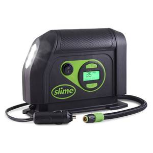 lot 7595 image: Slime 40051 Tire Inflator, Portable Car Air Compressor, Inflate Right automatic shut off, with Digital 99 psi Display, Long Hose and LED Light, 12V, 6 min inflation