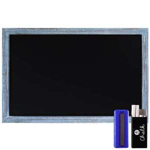 lot 7597 image: HBCY Creations 11 x 17 Rustic Blue Solid Wood Frame Wall Chalkboard, Magnetic Surface, Home D�cor, Restaurant & Caf� Menus, Blackboard, includes Chalk, Eraser & Hanging Hardware