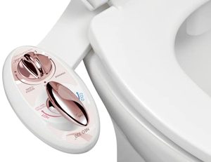 lot 7602 image: LUXE Bidet NEO 320 - Hot and Cold Water, Self-Cleaning, Dual Nozzle, Non-Electric Bidet Attachment for Toilet Seat, Adjustable Water Pressure, Rear and Feminine Wash, Lever Control (Rose Gold)