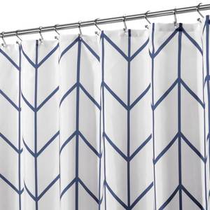lot 8211 image: mDesign Modern Shower Curtain with Herringbone Pattern - Geometric Fabric Shower Curtain - Striped Design Minimalist Shower Curtain - Herringbone Shower Curtains for Bathroom - 72 x 84 - Navy Blue