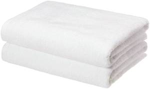 lot 8214 image: Amazon Basics - 2 Piece Quick-Dry Oversize Bath Towel, 100% Cotton, White, 54 x 30