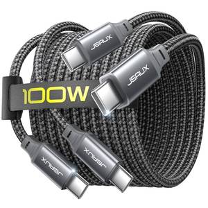 lot 8218 image: JSAUX 100W USB C to USB C Cable 2-Pack 3.3FT, Type C Fast Charging Cable Compatible with iPhone 1515 Plus15 Pro15 Pro Max, Samsung S24S23S23 Ultra, Car Play, MacBook, iPad ProAir, Pixel-Grey