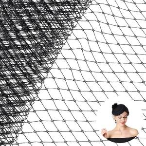 lot 8219 image: FINGERINSPIRE 2.2Yards Veil Netting Fabrics 10Inch25cm Wide Black Bridal Wedding Veil Net Organza Rhombus Birdcage Veil Netting Hat Decoration for Women Girls and Brides Headdress Veil Making