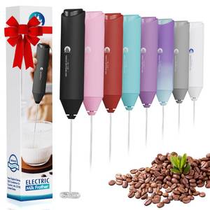 lot 8223 image: Powerful Milk Frother Handheld Foam Maker, Mini Whisk Drink Mixer for Coffee, Cappuccino, Latte, Matcha, Hot Chocolate, No Stand, Black