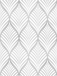 lot 8225 image: (Used)Amiya Silver Gray Peel and Stick Wallpaper Modern Boho Removable Vinyl Contact Paper Leaf Self Adhesive Bathroom Wallpaper for Cabinets 17.7 x 120 Renter Friendly
