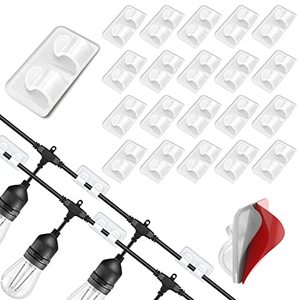 lot 8232 image: Outdoor Light Clips Clear 20pcs Hooks for Outdoor String Lights for Hanging Heavy Duty Patio Fence Balcony Inside Waterproof UV-Resistant Cable Clips