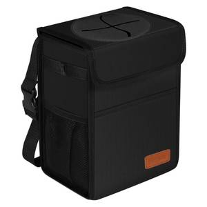 lot 8237 image: Femuar Leak Proof Car Trash Can with Lid - Waterproof Automotive Garbage Bin for SUVs, Collapsible and Portable Car Trash Bag, Black