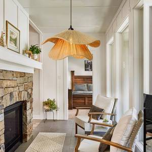 lot 9634 image: Arturesthome Rustic Pendant Light Fixture, Woven Jute Rope Lampshade Coastal Hanging Lighting, Adjustable Vintage Farmhouse Chandelier Lamp Shade for Kitchen Island Dining Room