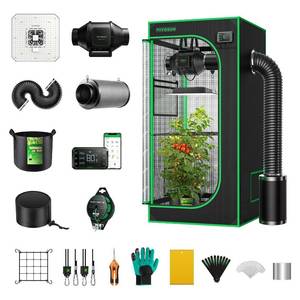 lot 9638 image: VIVOSUN GIY Smart Grow Tent System 2x2, WiFi-Integrated Grow Tent Kit, with Automate Ventilation and Circulation, Schedule Full Spectrum 100W LED Grow Light, and GrowHub E42A Controller