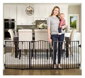 lot 9639 image: Regalo Deluxe Home Accents Widespan Safety Gate, 74.5 W x 28 H, Includes 4 Wall Mounts , Black